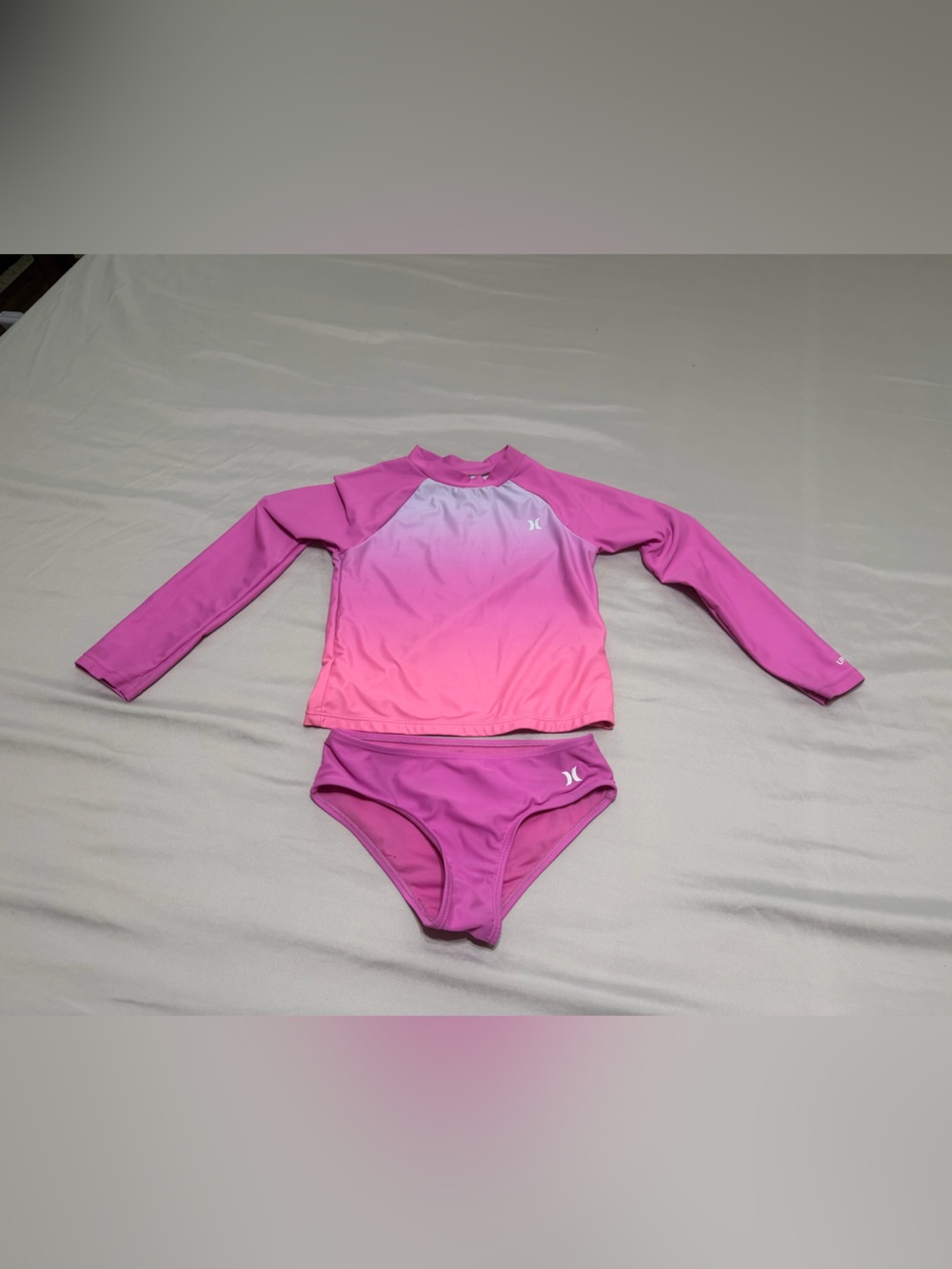 Hurley Girls Pink Ombre Long Sleeve Rash Guard Set